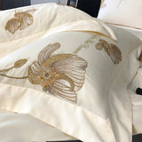 Cotton Satin Flower Embroidery Duvet Set - The Linen House