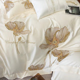 Cotton Satin Flower Embroidery Duvet Set - The Linen House