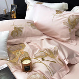Cotton Satin Flower Embroidery Duvet Set - The Linen House