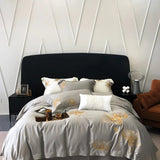 Cotton Satin Flower Embroidery Duvet Set - The Linen House