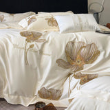 Cotton Satin Flower Embroidery Duvet Set - The Linen House