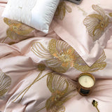 Cotton Satin Flower Embroidery Duvet Set - The Linen House