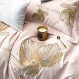 Cotton Satin Flower Embroidery Duvet Set - The Linen House