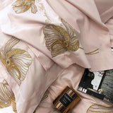 Cotton Satin Flower Embroidery Duvet Set - The Linen House