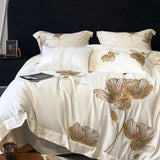 Cotton Satin Flower Embroidery Duvet Set - The Linen House