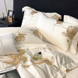 Cotton Satin Flower Embroidery Duvet Set - The Linen House