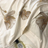 Cotton Satin Flower Embroidery Duvet Set - The Linen House