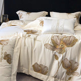 Cotton Satin Flower Embroidery Duvet Set - The Linen House