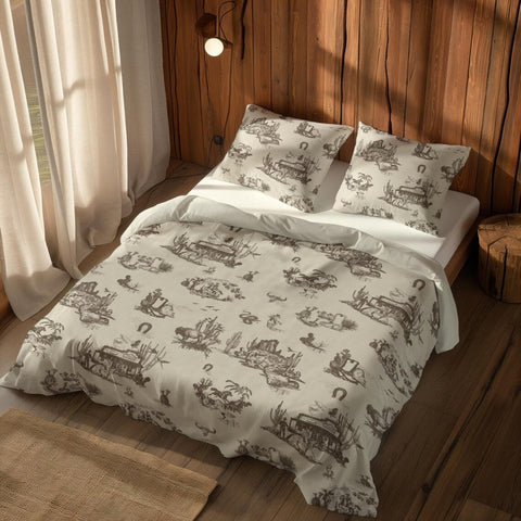 Cowboy Scene Printed Duvet Set – Western Style Printed Bedding - The Linen House