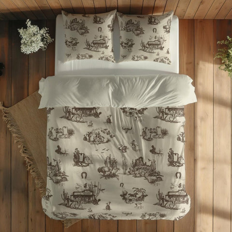 Cowboy Scene Printed Duvet Set – Western Style Printed Bedding - The Linen House