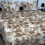 Cozy Brown & Cream Plush Fleece Bedsheet - The Linen House