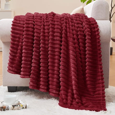Cozy Textured Fleece Throw Blanket - The Linen House