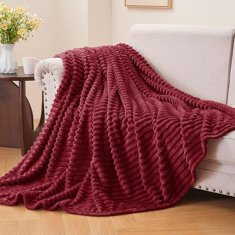 Cozy Textured Fleece Throw Blanket - The Linen House