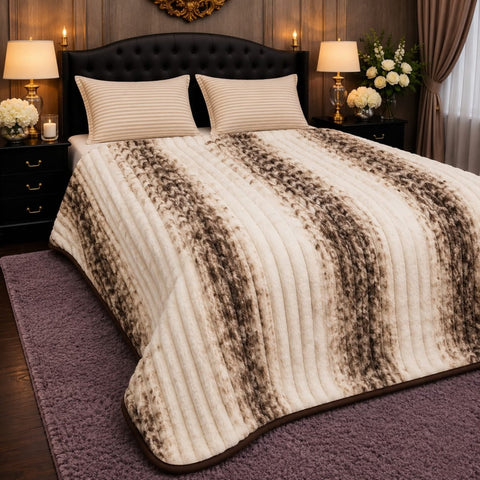 Cream Brown Gradient Fleece Blanket - The Linen House