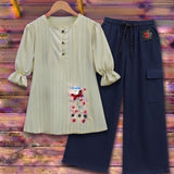 Cream Butterfly Charm Baggy Two Piece Suite - The Linen House