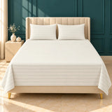 Cream Pinstripe Cotton Bedsheet Set – 3 Pcs King Size - The Linen House