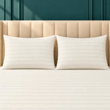 Cream Pinstripe Cotton Bedsheet Set – 3 Pcs King Size - The Linen House