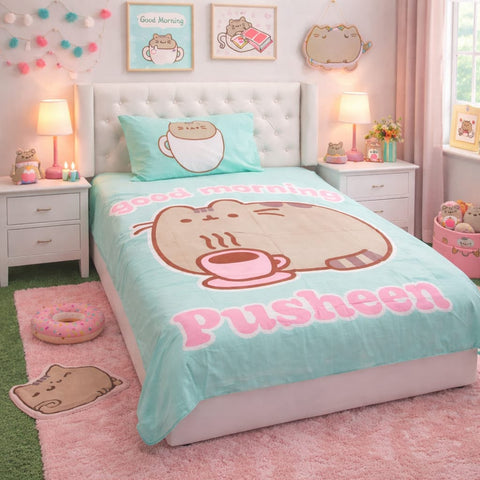 Cute Cat & Coffee Kids Bedsheet - The Linen House