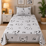Cute Cat Print Kids Bedsheet - The Linen House
