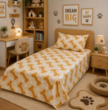 Cute Dog Bone & Paw Kids Bedsheet - The Linen House