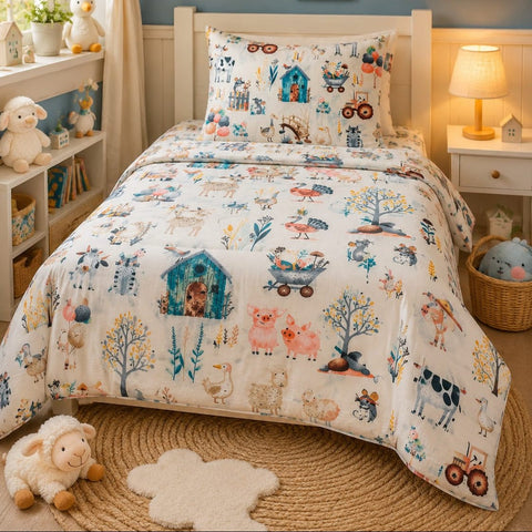 Cute Farm Animals Kids Bedsheet - The Linen House