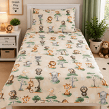 Cute Jungle Animals Print Kids Bedsheet - The Linen House