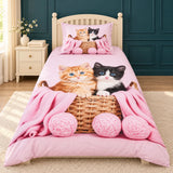 Cute Kittens in Basket Kids Bedsheet - The Linen House
