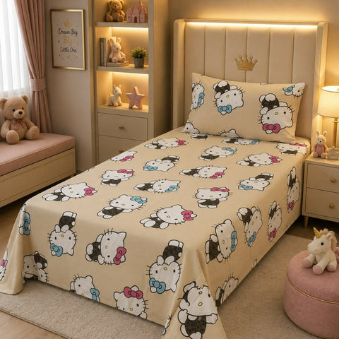 Cute Kitty Dreams Kids Bedsheet - The Linen House