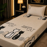 Cute Kitty Printed Kids Bedsheet - The Linen House