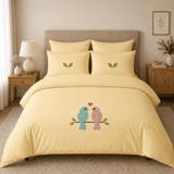 Cute Love Birds Nature Embroidered Bedding Set - The Linen House