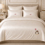 Cute Penguin Balloon Embroidered Bedding Set - The Linen House
