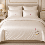 Cute Penguin Balloon Embroidered Bedding Set