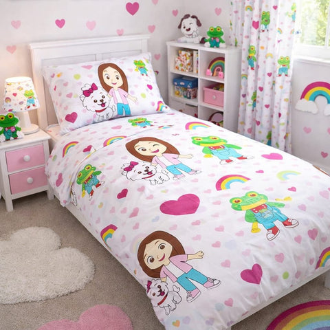 Cute Rainbow & Frog Kids Bedsheet - The Linen House