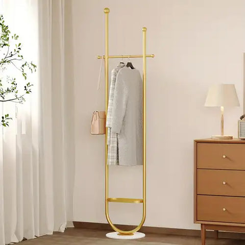 Modern gold metal freestanding coat rack