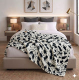 Luxury Reversible Faux Fur Throw Blanket – Black & White Animal Print Pattern
