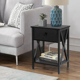 Drawer Sofa Side Table with Storage Shelf for Living Room, Bedroom - The Linen House