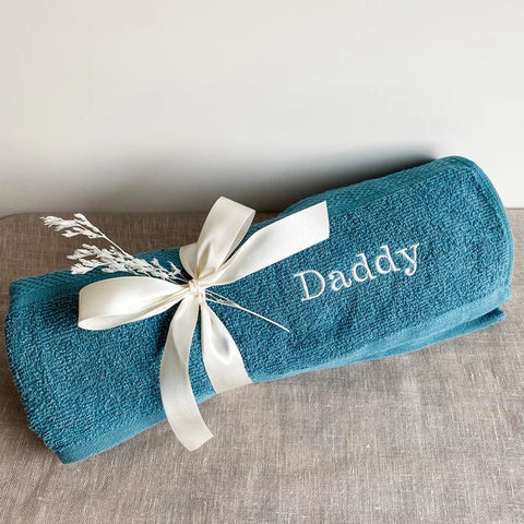 Daddy Cotton Bath Towel Embroidered - The Linen House