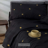 Daisy Flower Embroidery Duvet Cover Set - The Linen House