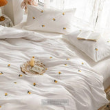 Daisy Flower Embroidery Duvet Cover Set - The Linen House