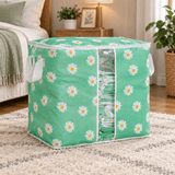 Daisy Print Foldable Storage Bag with Clear Window & Handles - The Linen House
