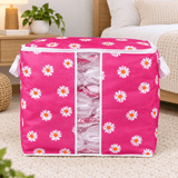 Daisy Print Foldable Storage Bag with Clear Window & Handles - The Linen House