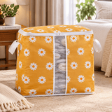 Daisy Print Foldable Storage Bag with Clear Window & Handles - The Linen House