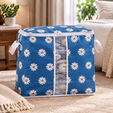 Daisy Print Foldable Storage Bag with Clear Window & Handles - The Linen House