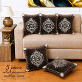 Dark Brown Velvet Decorative Cushion Cover(Pack of 5) - The Linen House