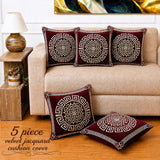 Decorative Burgundy Velvet Cushion Cover(Pack of 5) - The Linen House