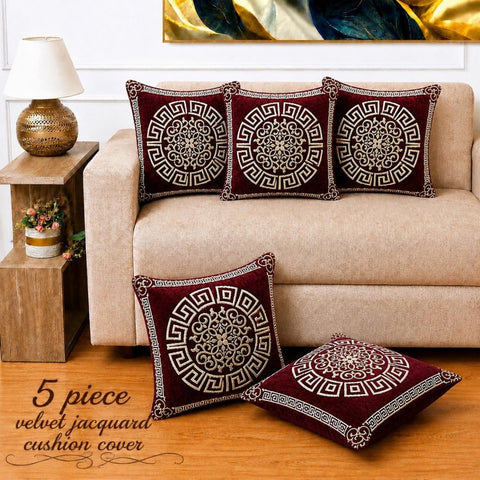 Decorative Burgundy Velvet Cushion Cover(Pack of 5) - The Linen House