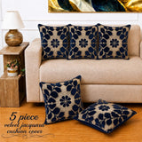 Decorative Navy Blue Velvet Cushion Cover(Pack of 5) - The Linen House