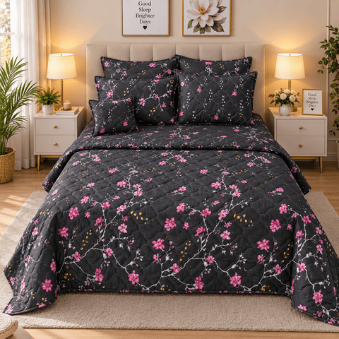 Decorative Printed Bedspread with Pillow & Cushion Covers – 7 Pcs - The Linen House