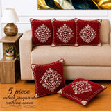 Decorative Red Velvet Cushion Cover(Pack of 5) - The Linen House