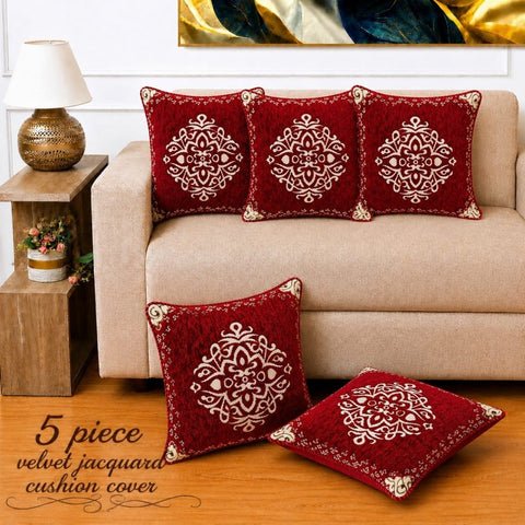 Decorative Red Velvet Cushion Cover(Pack of 5) - The Linen House
